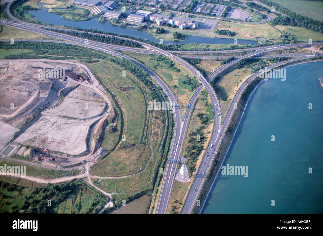 Aerial View Of M27 Motorway Portsmouth Hampshire UK Stock Photo