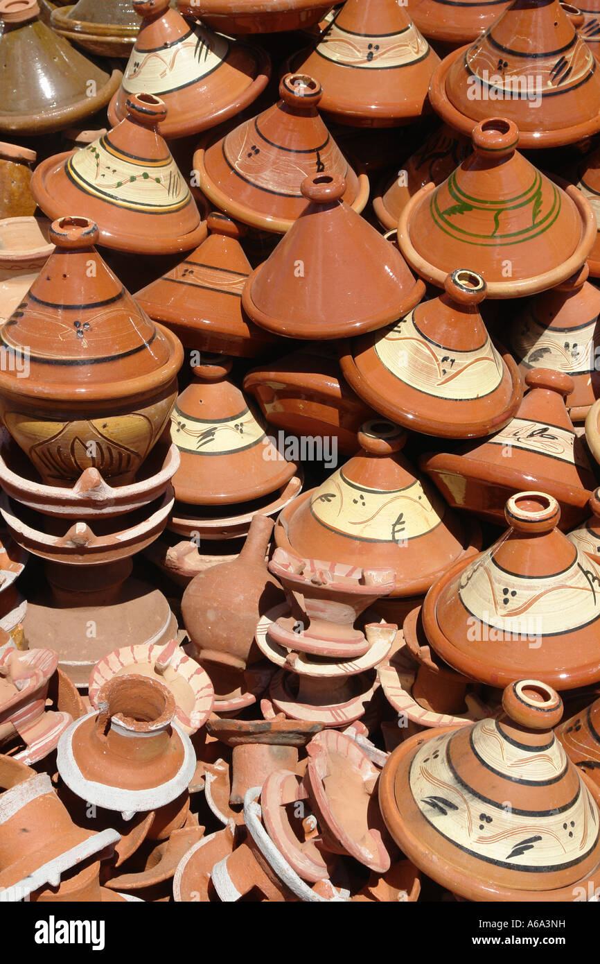 Pile of rusticated Tagine plates Stock Photo