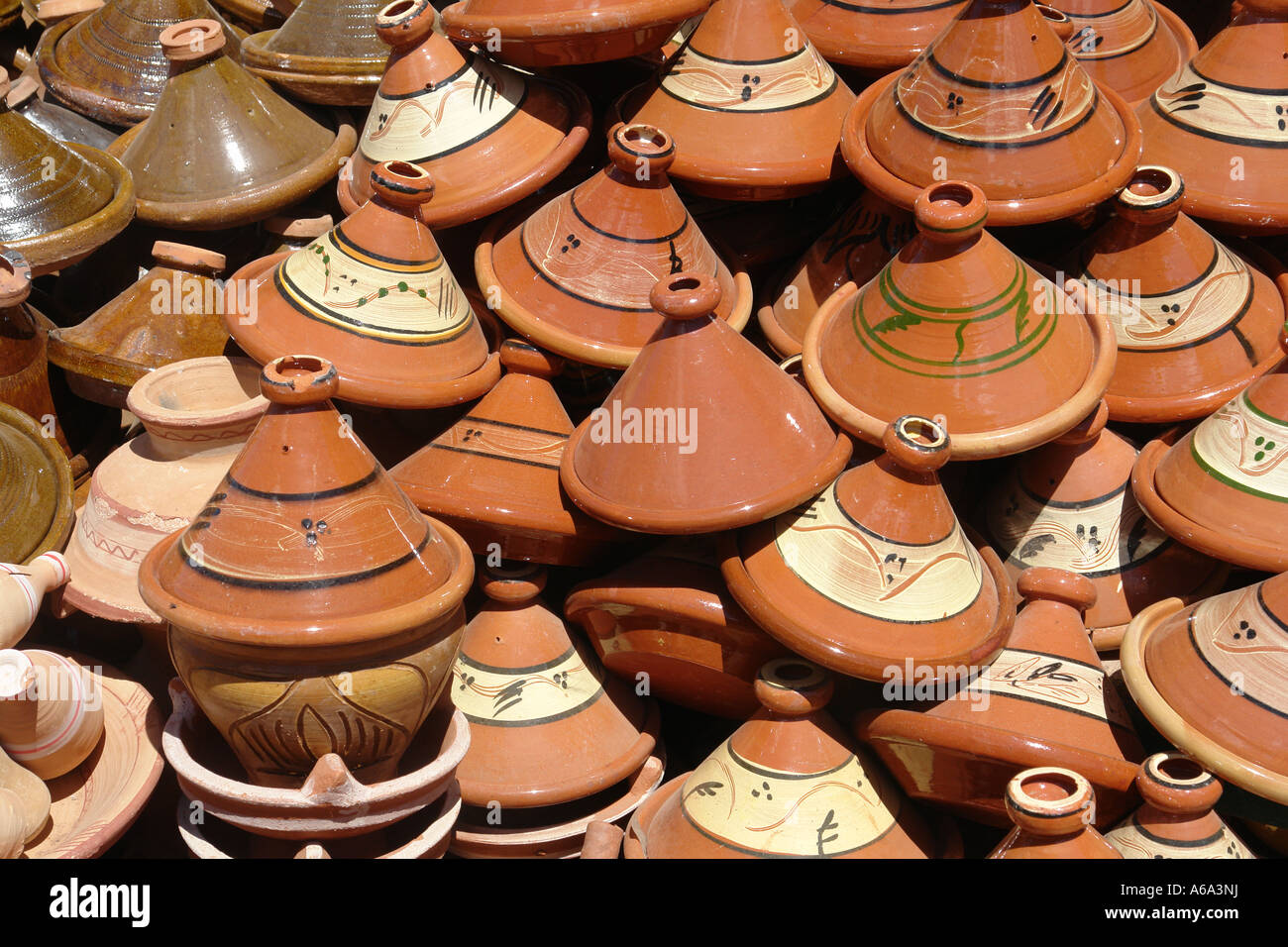 Pile of rusticated Tagine plates Stock Photo