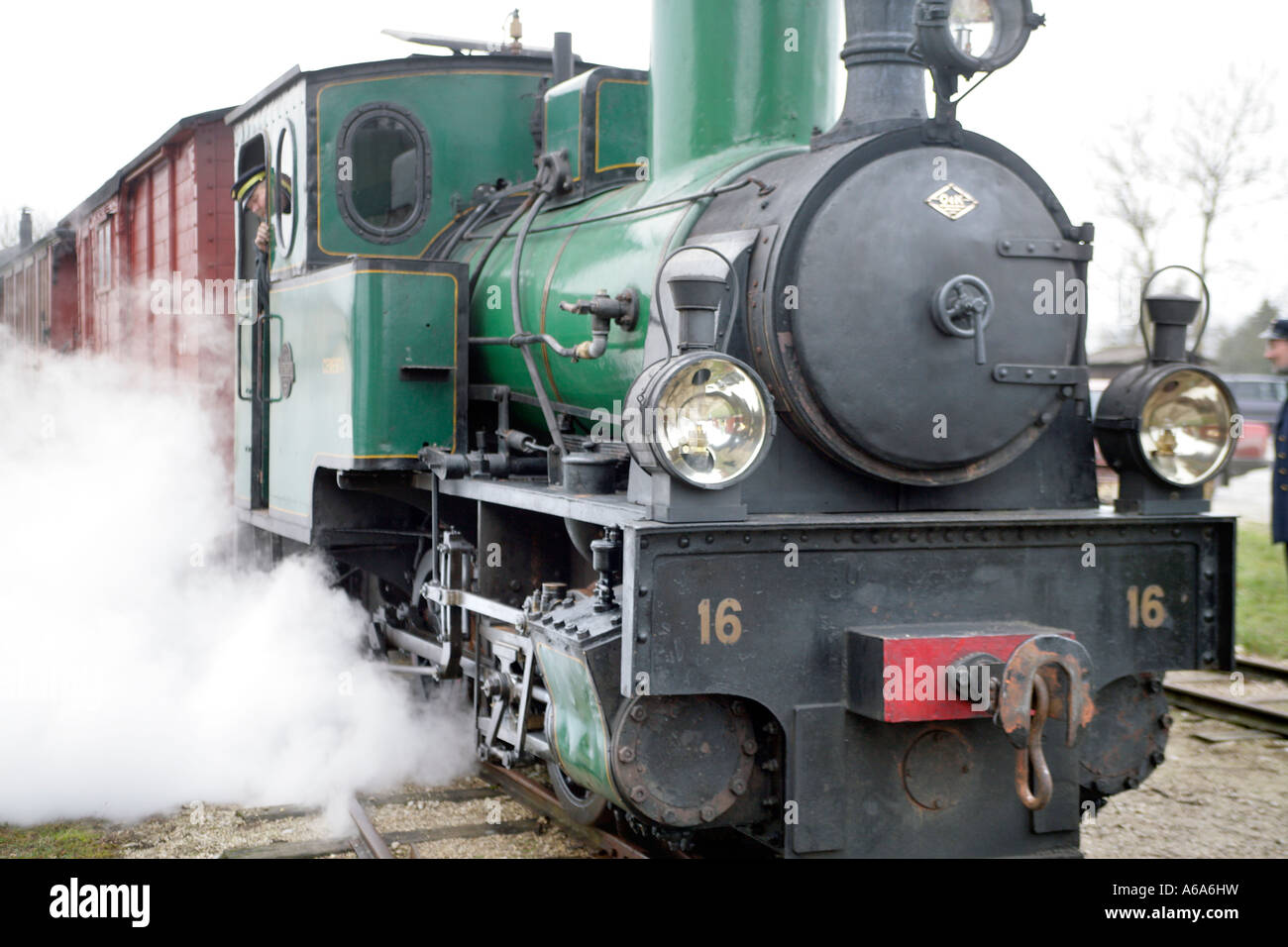 Vintage ORENSTEIN KOPPEL Steam engine from 1908 is a tourist attraction in Dalhem Railway Station and Museum Gotland Sweden Stock Photo