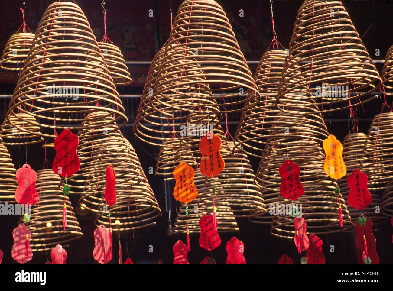 Coils of incense- Man Po Temple Hong Kong 2 Stock Photo