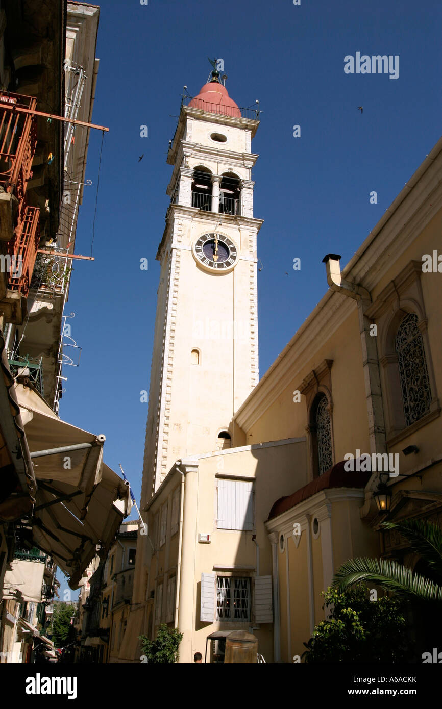 GREECE IONIAN CORFU TOWN SAINT SPIRIDON CHURCH Stock Photo