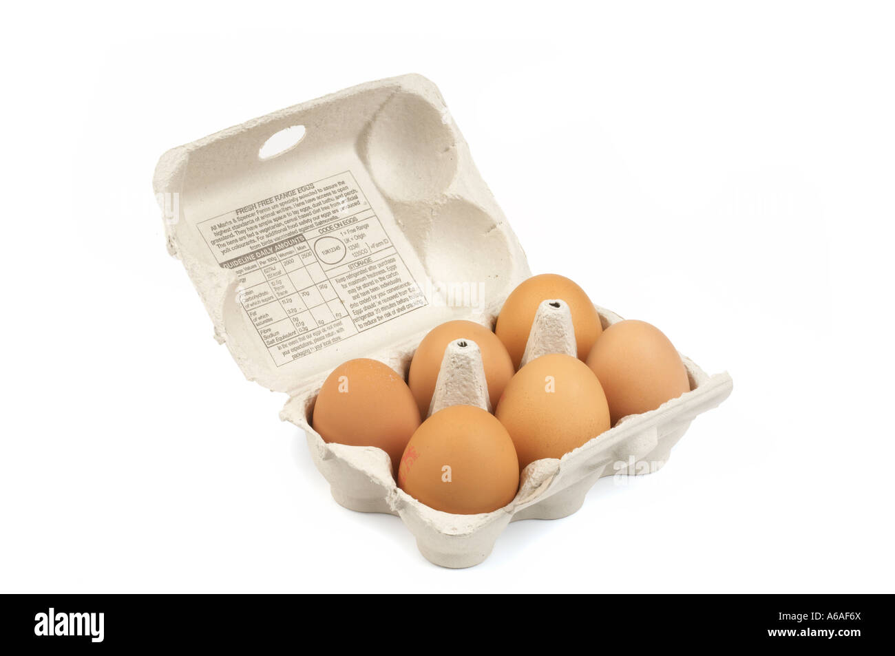 Free Range eggs in eggbox Stock Photo