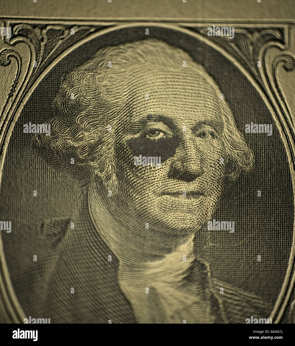 US Dollar George Washington with Black eye Stock Photo
