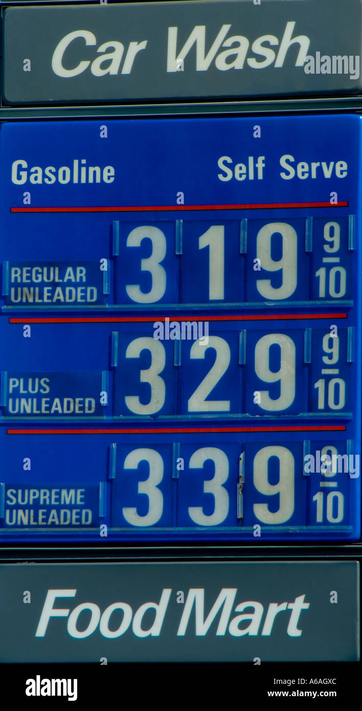 Gasoline station price sign Stock Photo Alamy