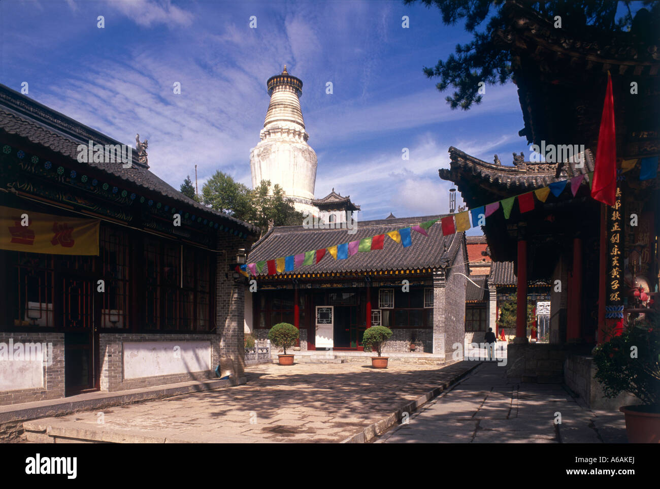 China, Shanxi, Taihuai, Wutai Shan, Tayuan Si, Great White Dagoba (Da bai Ta) Tibetan-styled dagoba topped with bronze cap Stock Photo