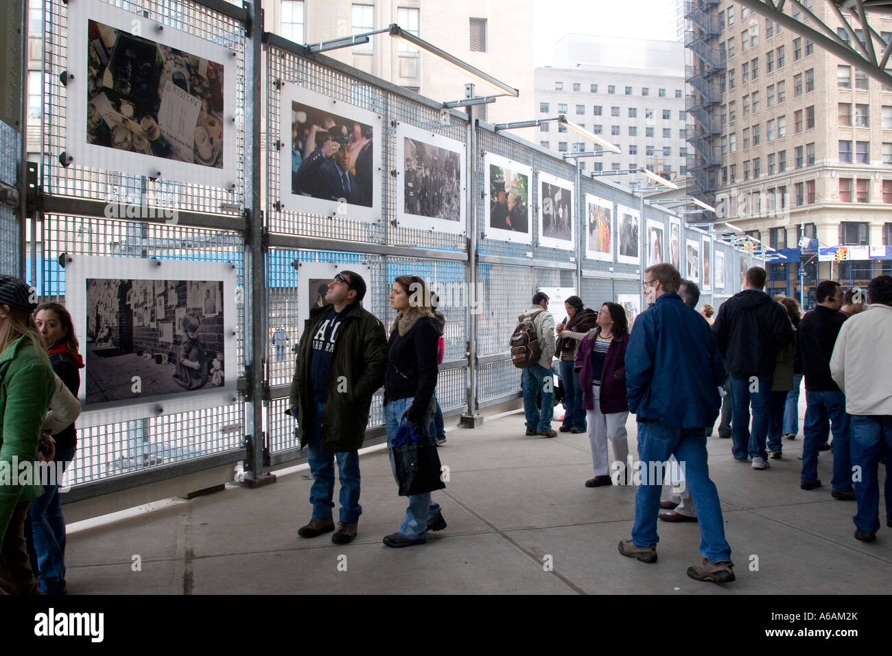 Photo exhibition at Site of World Trade Center Ground Zero 9/11 New York NYC NY USA March 2007 Stock Photo