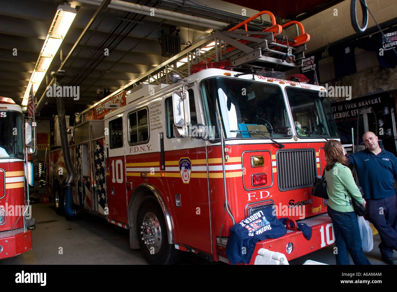 9/11 fire trucks FDNY on display near Ground Zero New York NYC USA ...