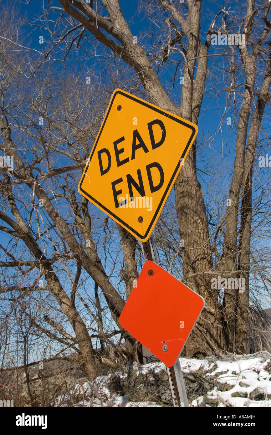 Warning yellow and red Dead End road sign Ontario Bay Rochester NY USA ...