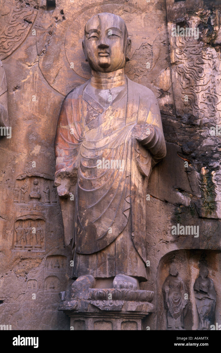 China, Henan, Longmen Caves, Fengxian Si, Ananda, statue of disciple of ...