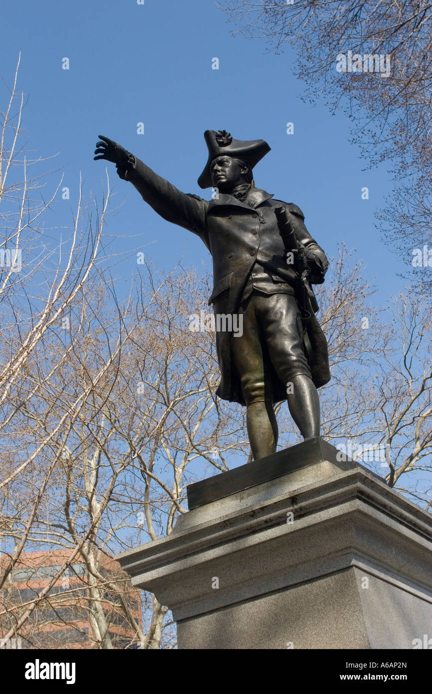 Statue of Commodore John Barry USN outside Independence Hall Philladelphia PA Stock Photo