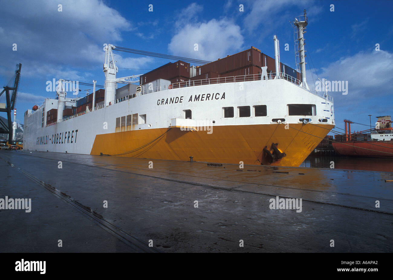 Container and car carrier Grande America in Port Stock Photo Alamy