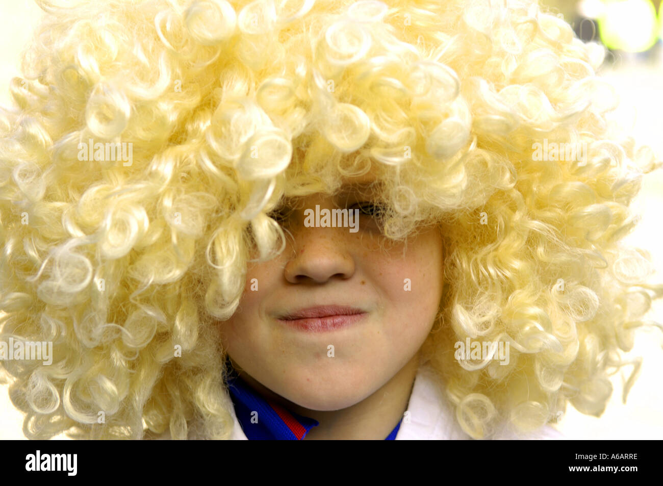 Boy Blond Blonde Wig Curly Funny Face Cute Lad Male Young