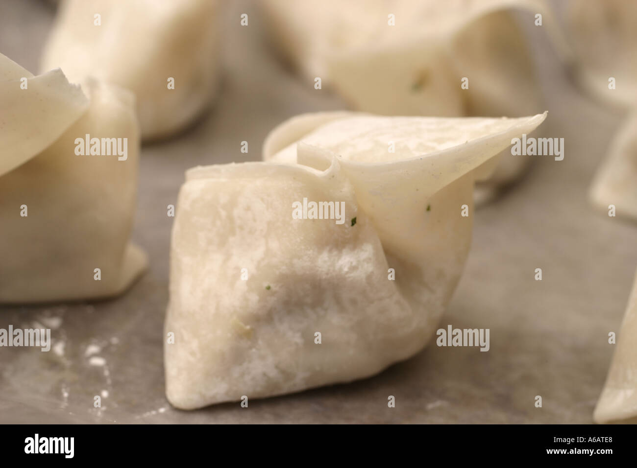 Chinese food making wontons Stock Photo