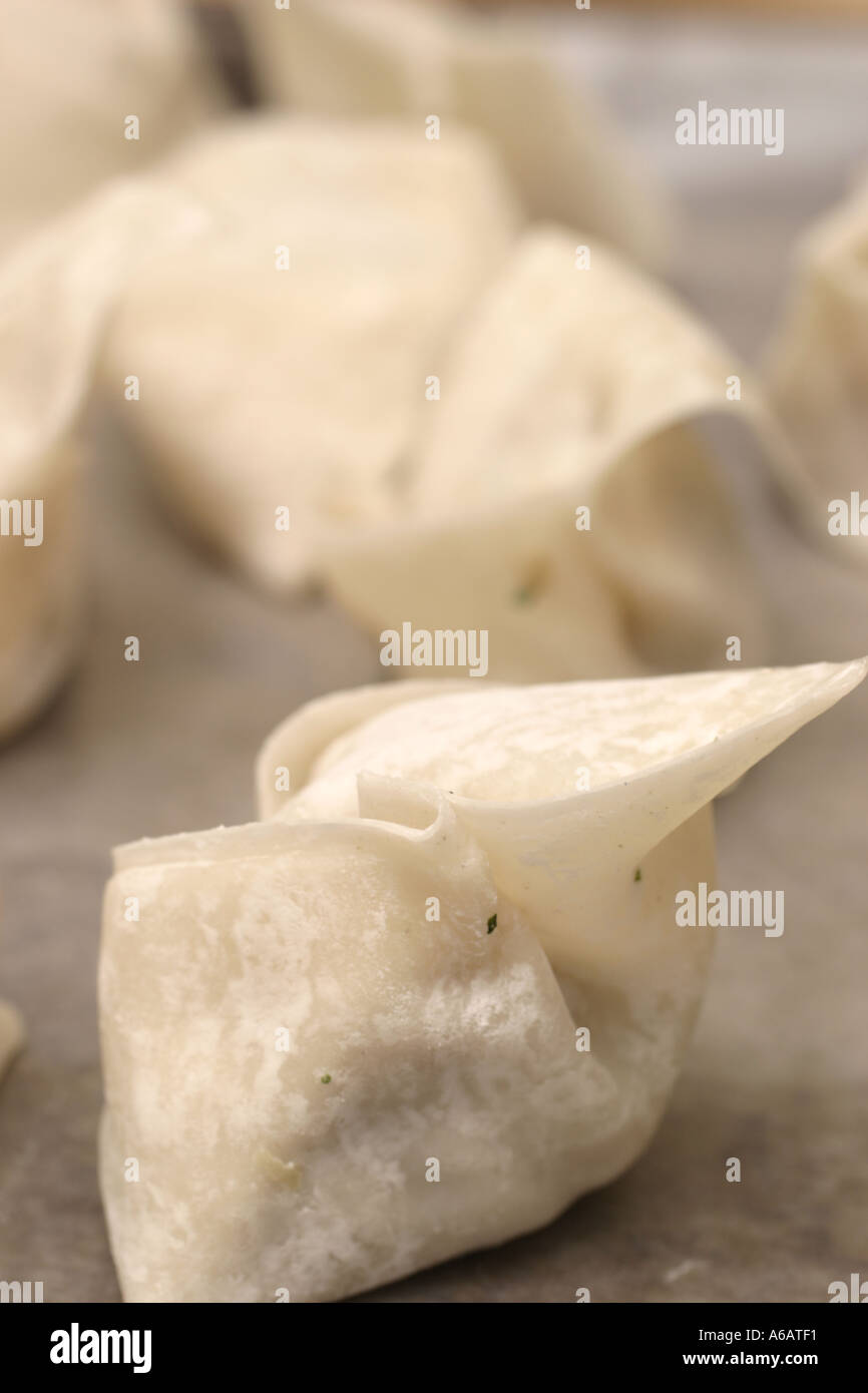 Chinese food making wontons Stock Photo