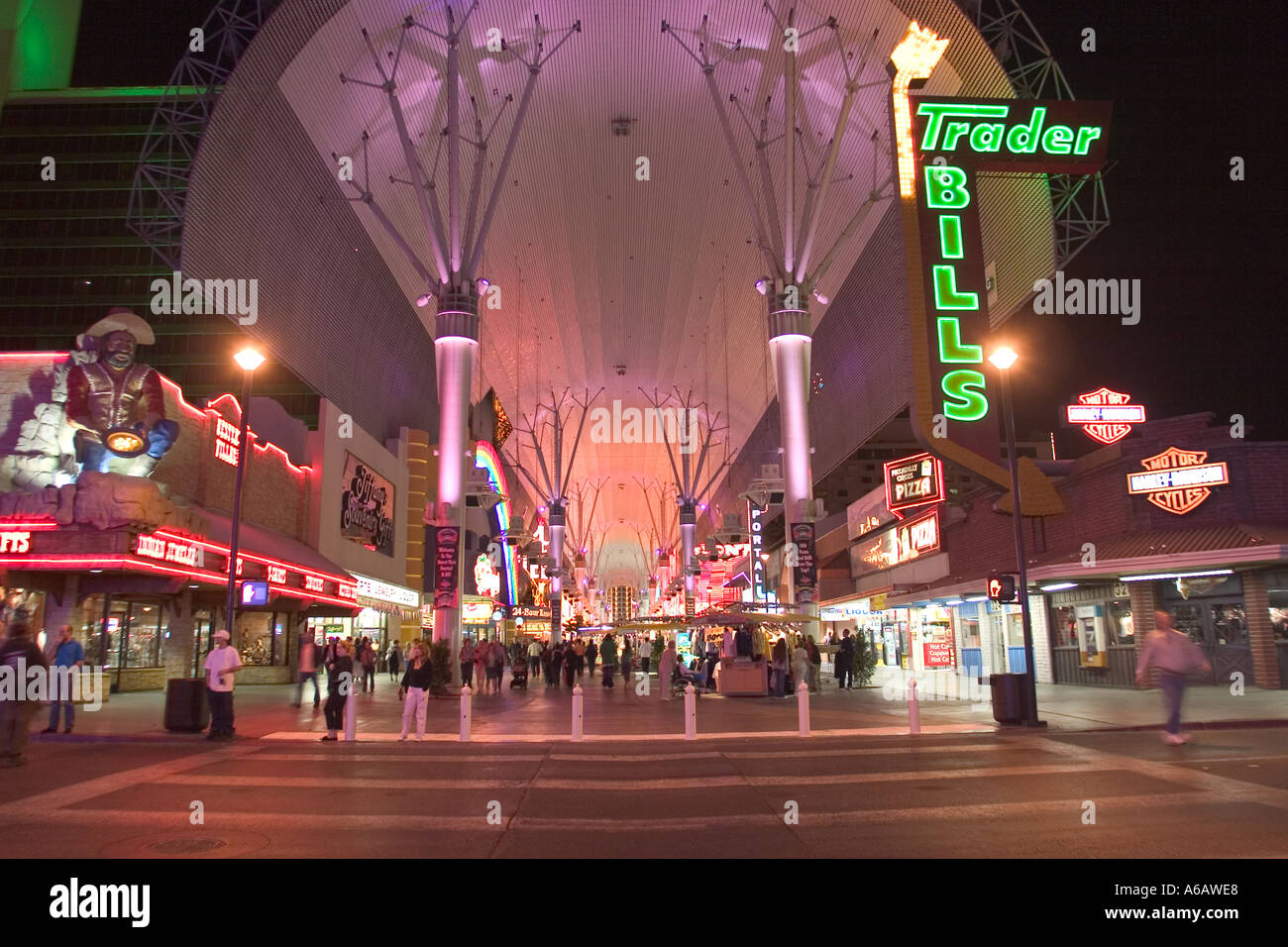 night time view of fremont street downtown las vegas nevada USA 2005