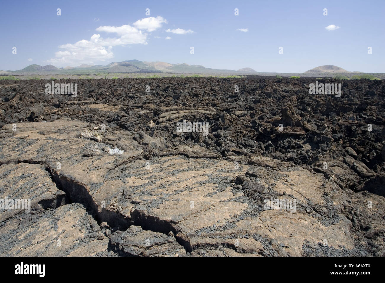 Shitani lava flow with volcanic cones of Chyulu Hills Tsavo National Park West Kenya East Africa Stock Photo