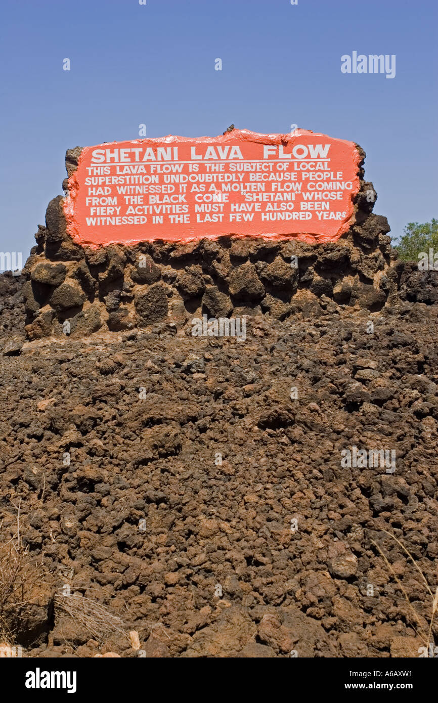 Sign at Shitani lava flow in Tsavo National Park West Kenya East Africa Stock Photo