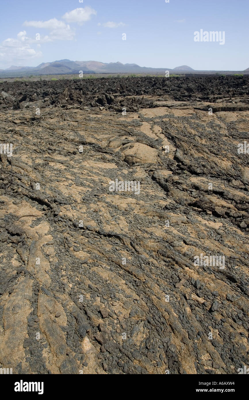 Shitani lava flow with volcanic cones of Chyulu Hills Tsavo National Park West Kenya East Africa Stock Photo