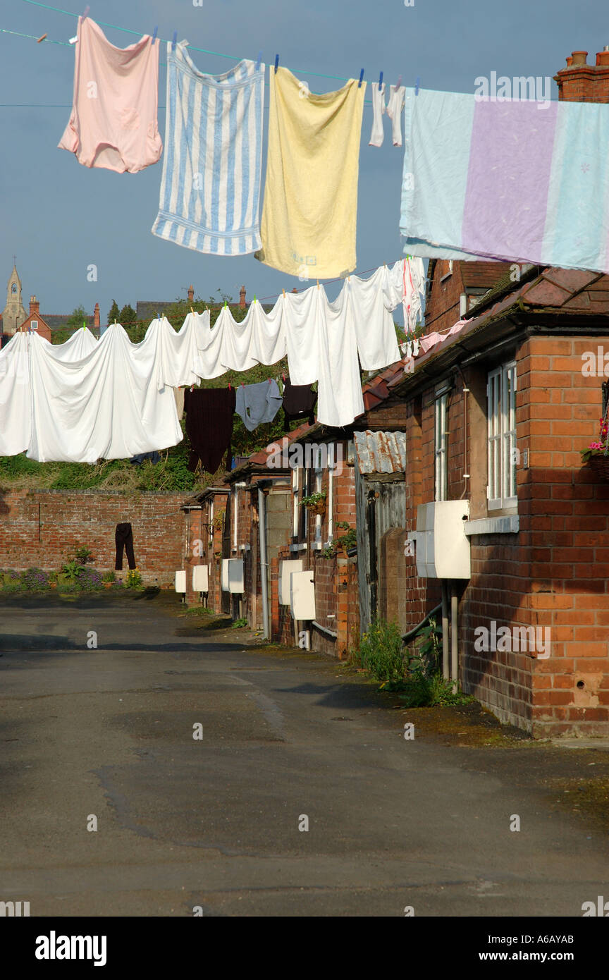 Laundry drying in the sun Stock Photo
