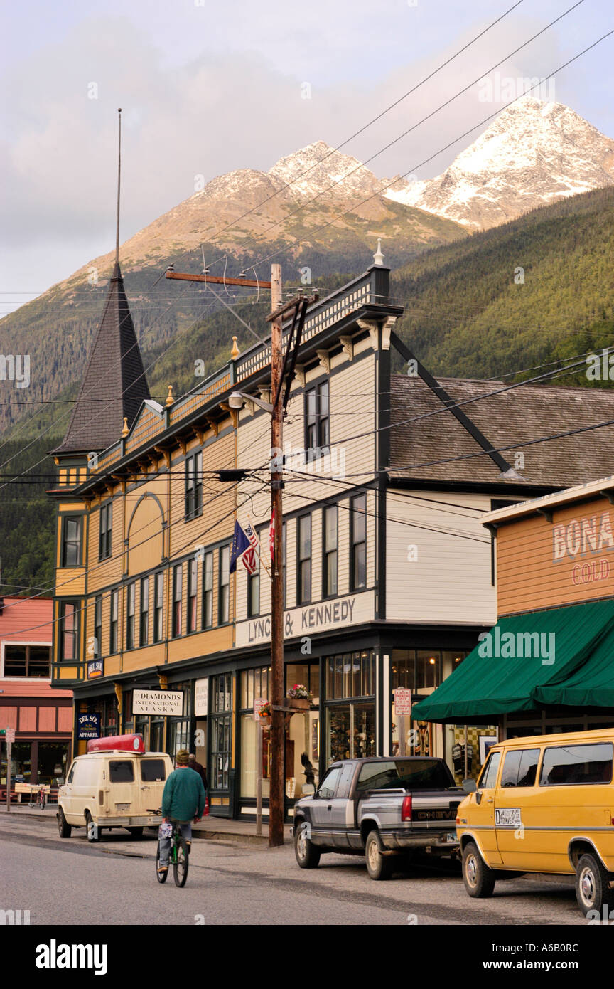 Broadway Street main street of Skagway Alaska United States Stock Photo