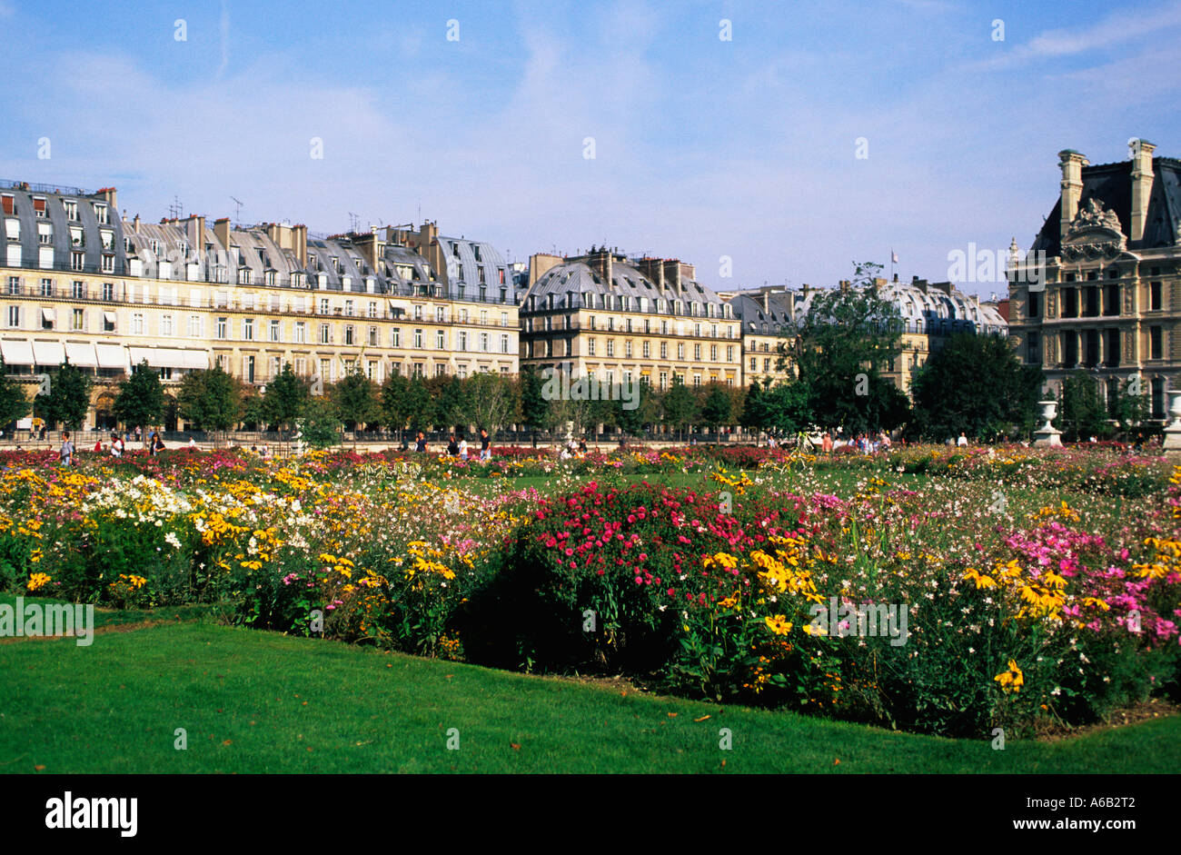 Paris the Louvre, Tuileries gardens and The Rue de Rivoli France Europe Stock Photo