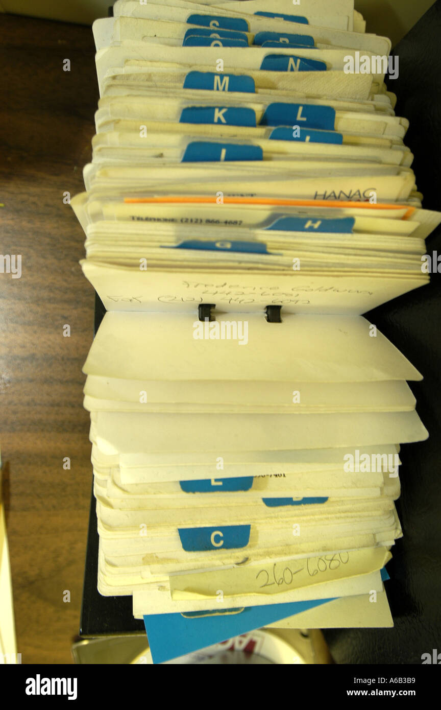 Rolodex names addresses file circle flip flap vertical Stock Photo Alamy