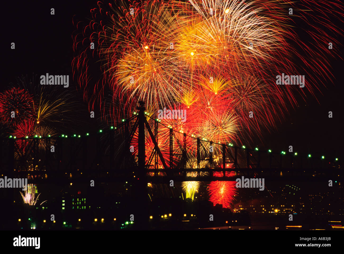 USA New York City NYC East River Fourth of July Fireworks Celebration ...