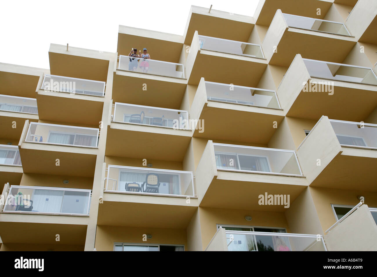 Hotel Balcony balconies Magaluf Palma Nova Majorca Spain Stock Photo