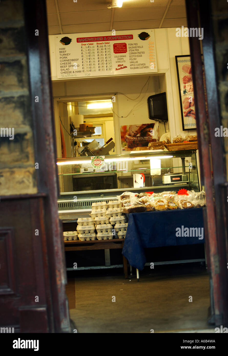 Entrance to local butchers Stock Photo - Alamy