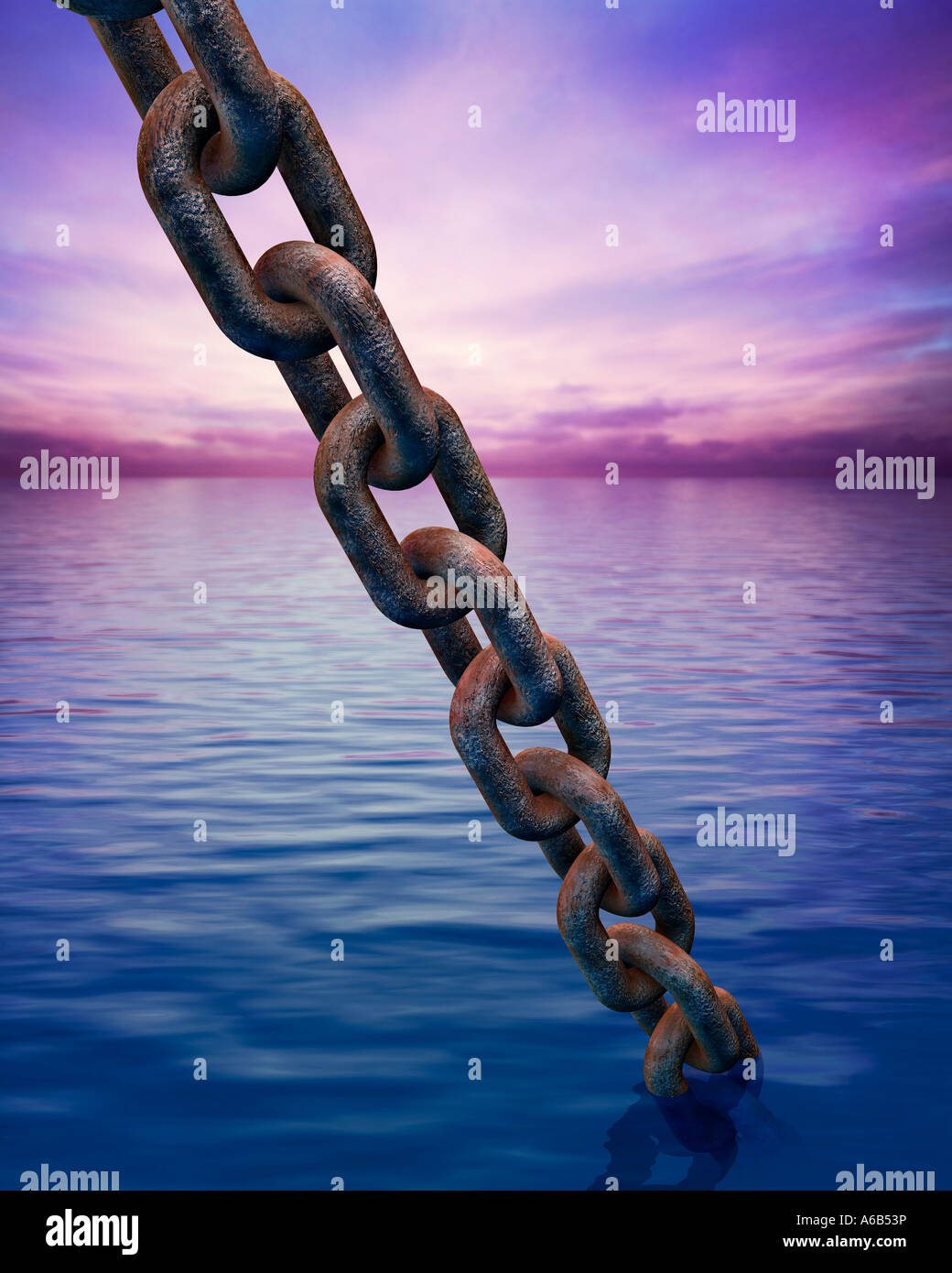 anchorchain chain anchor symbol of strength safety security insurance boat ship strength Stock Photo