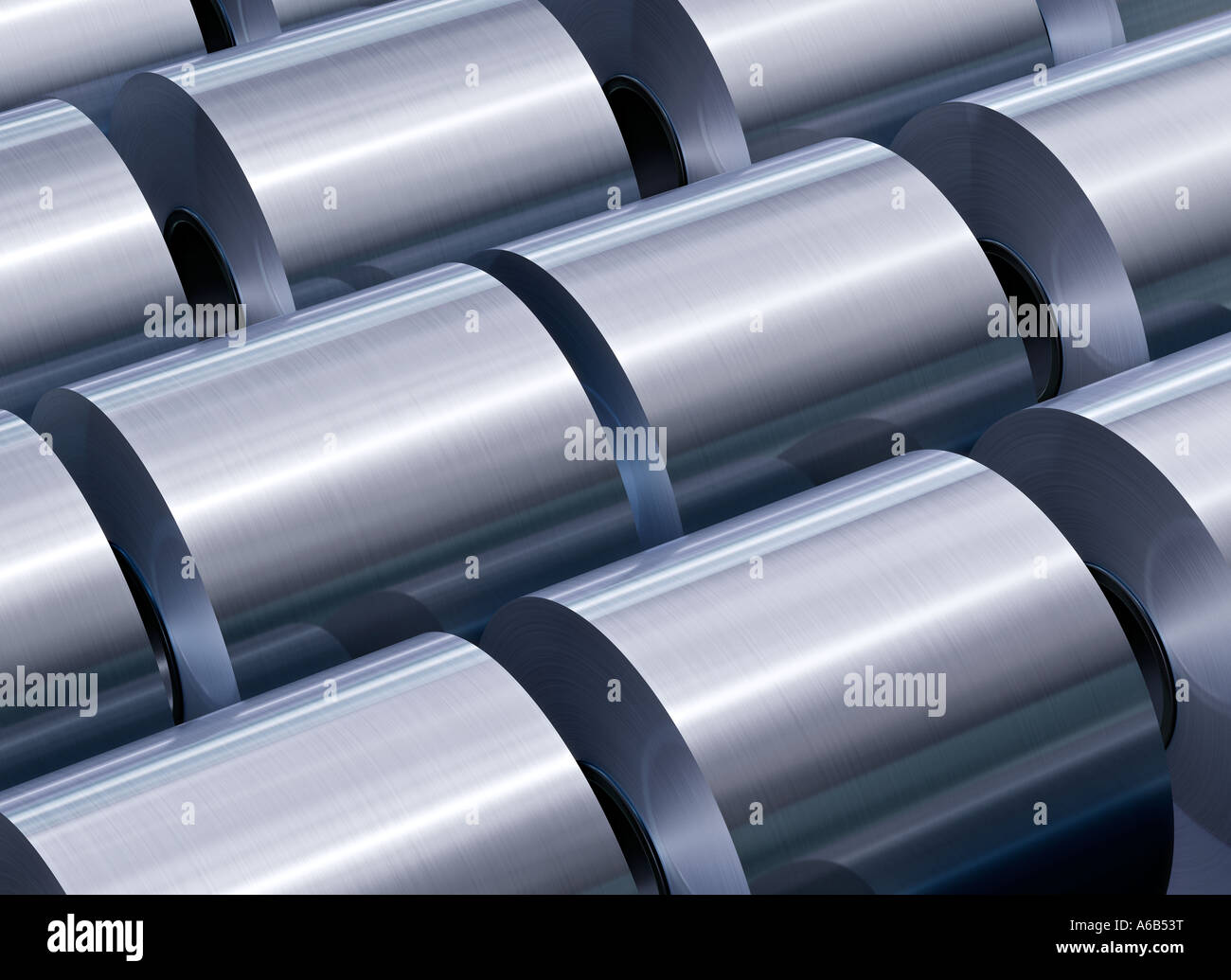 coils of steel sheet steel symbol of iron material steel production steel group Stock Photo