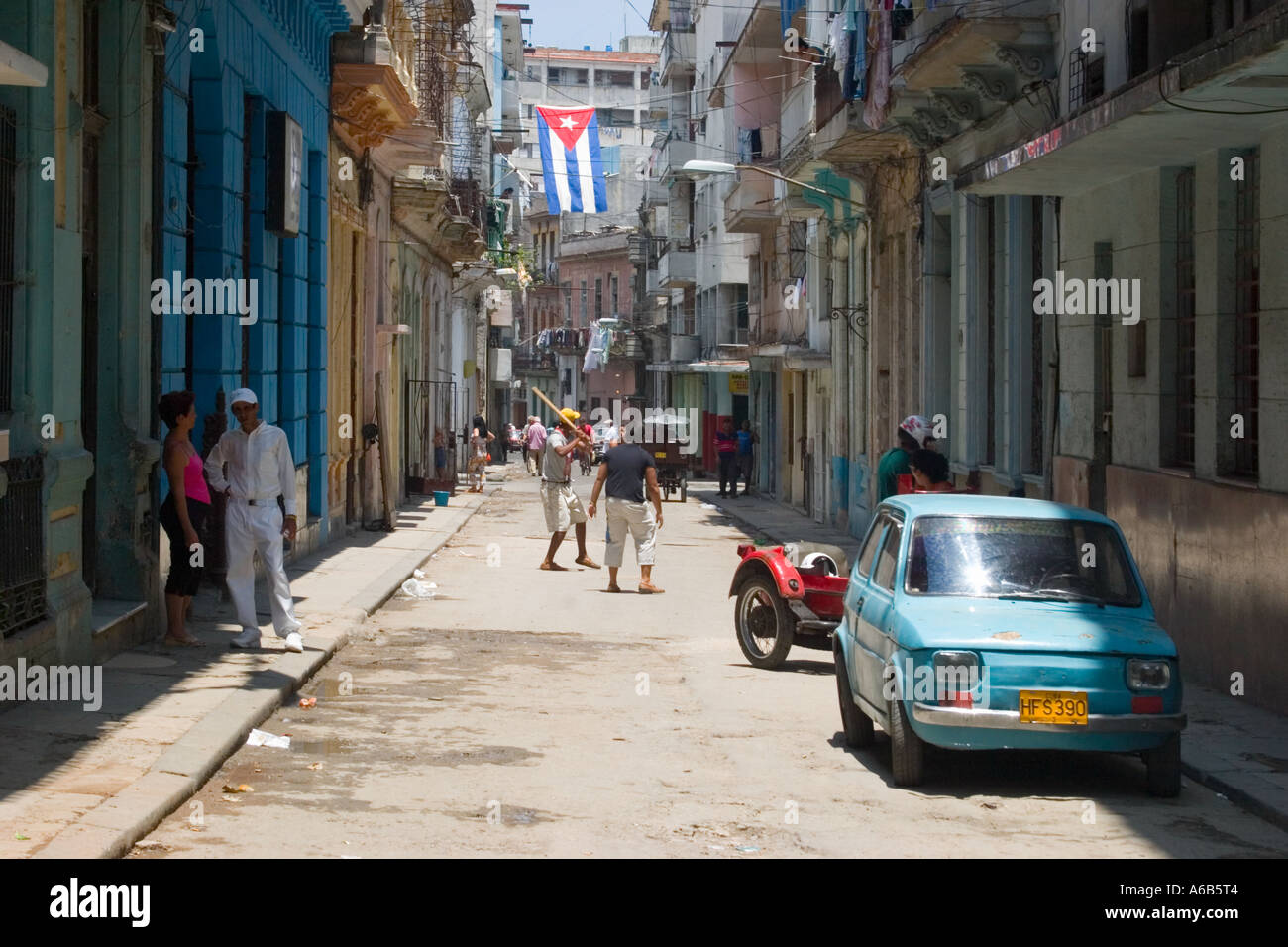 Street scene Havana, people play baseball Stock Photo - Alamy