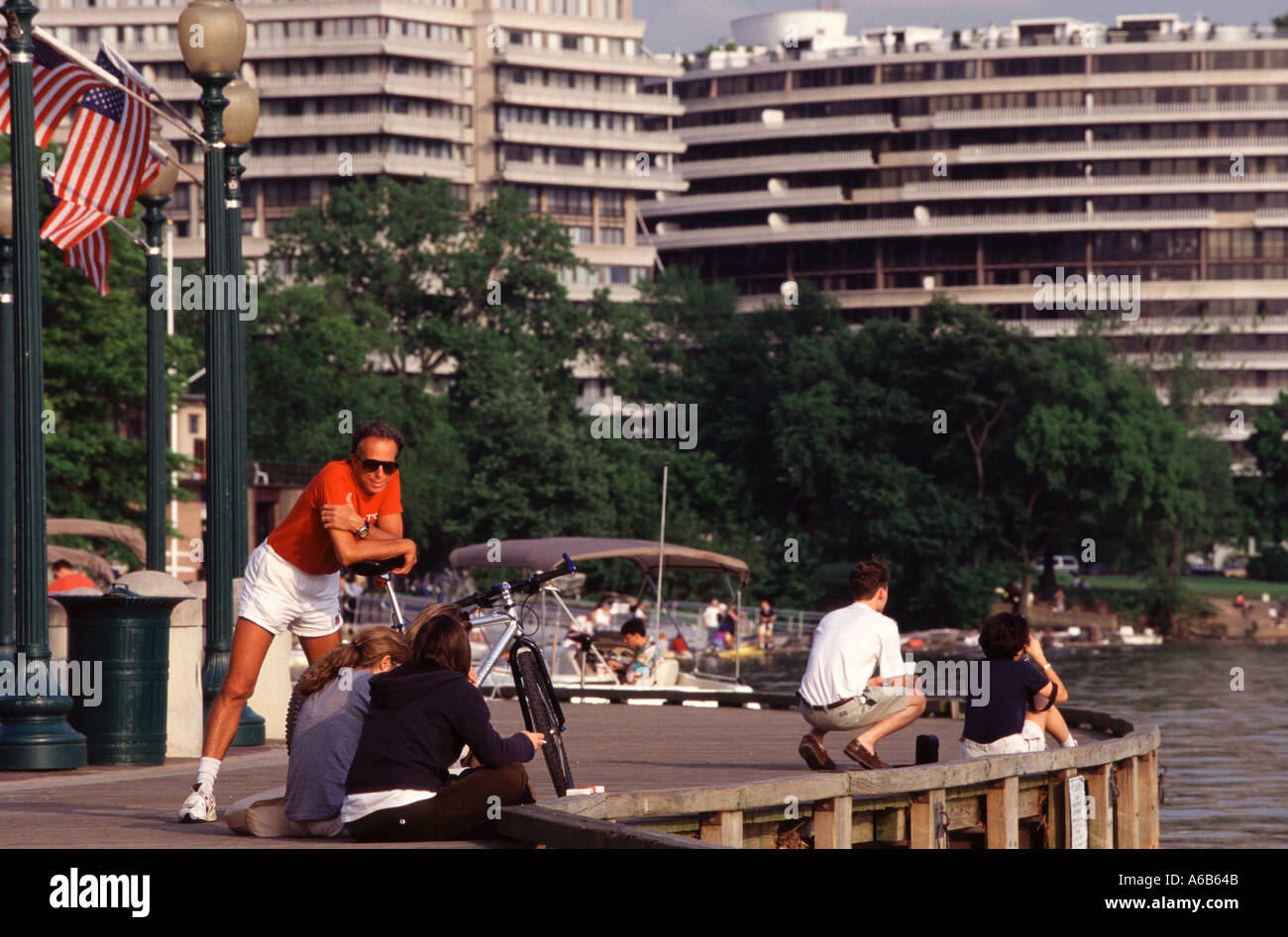 USA Washington D C the Washington Harbour and the Watergate Hotel in the background Stock Photo