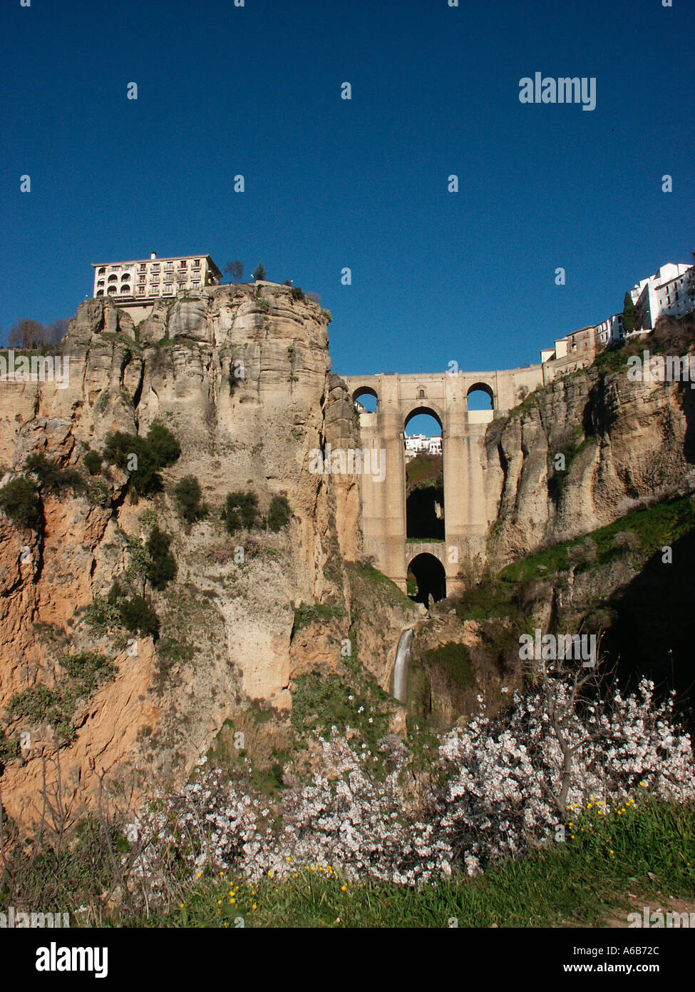 The gorge bridge and town of Ronda in Spain Stock Photo