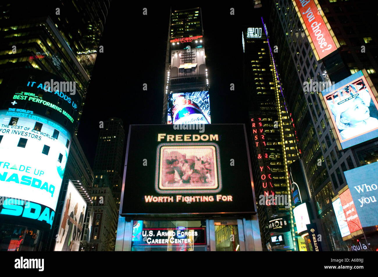 US Army recruitment advertisement on Times Square in New York City USA Dec 2006 Stock Photo