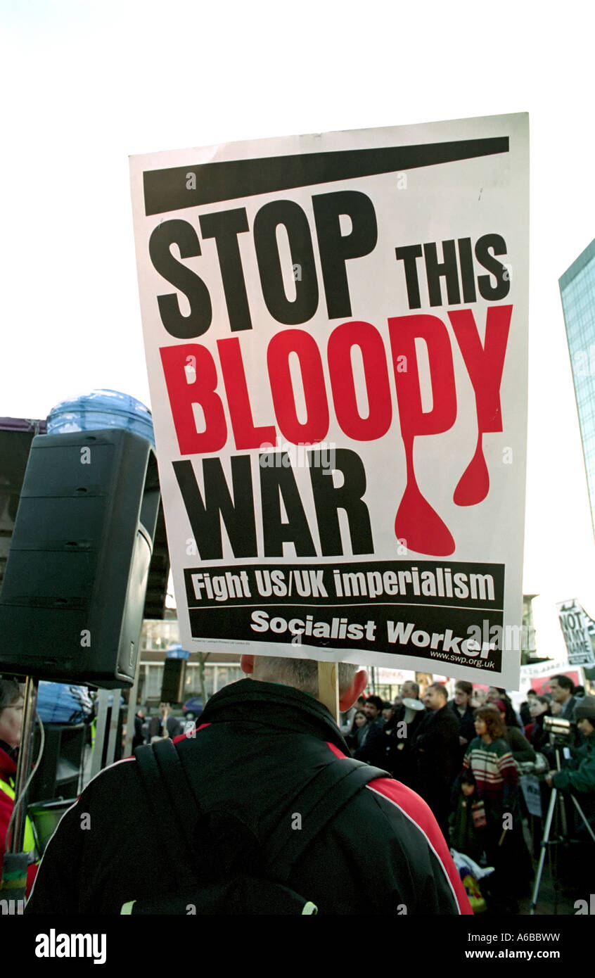 Anti war demonstration in birmingham uk just before iraq was attacked in 2003 dont attack iraq not in my name Stock Photo