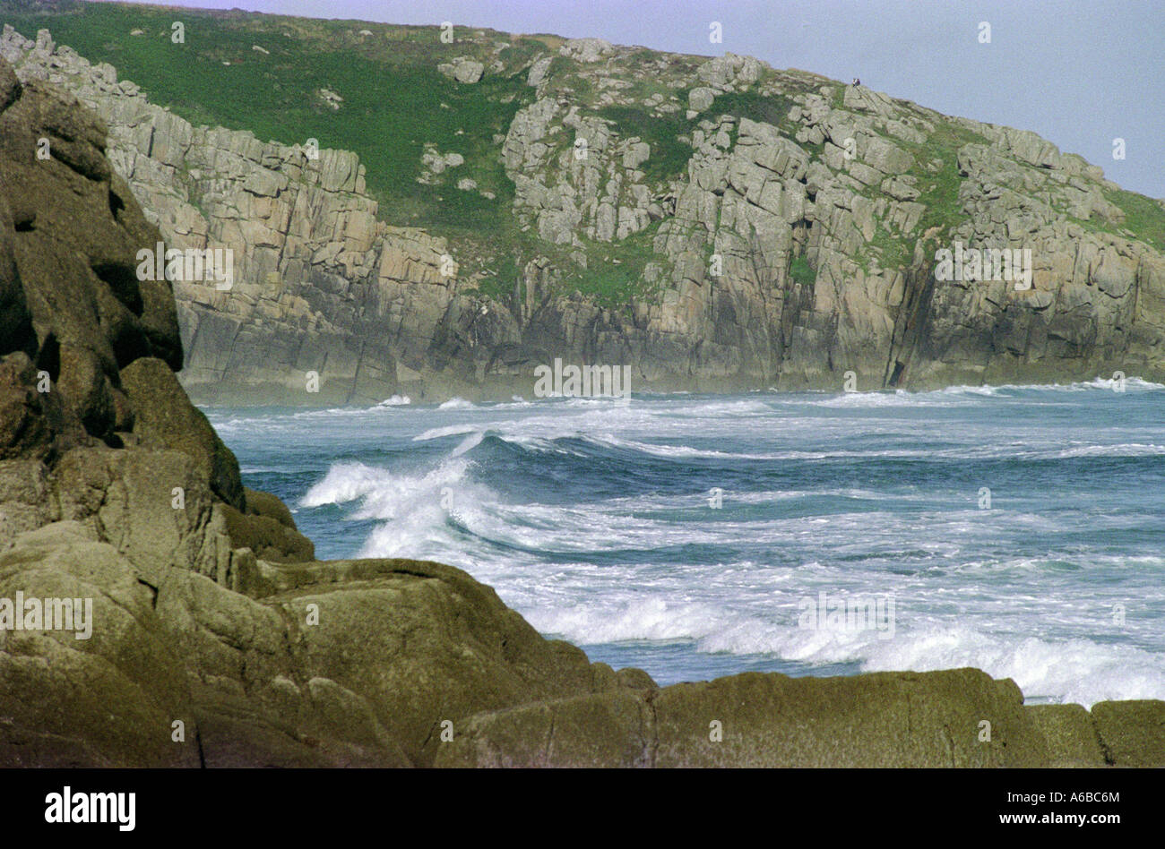 Sea near the minac theater in Cornwall england Stock Photo