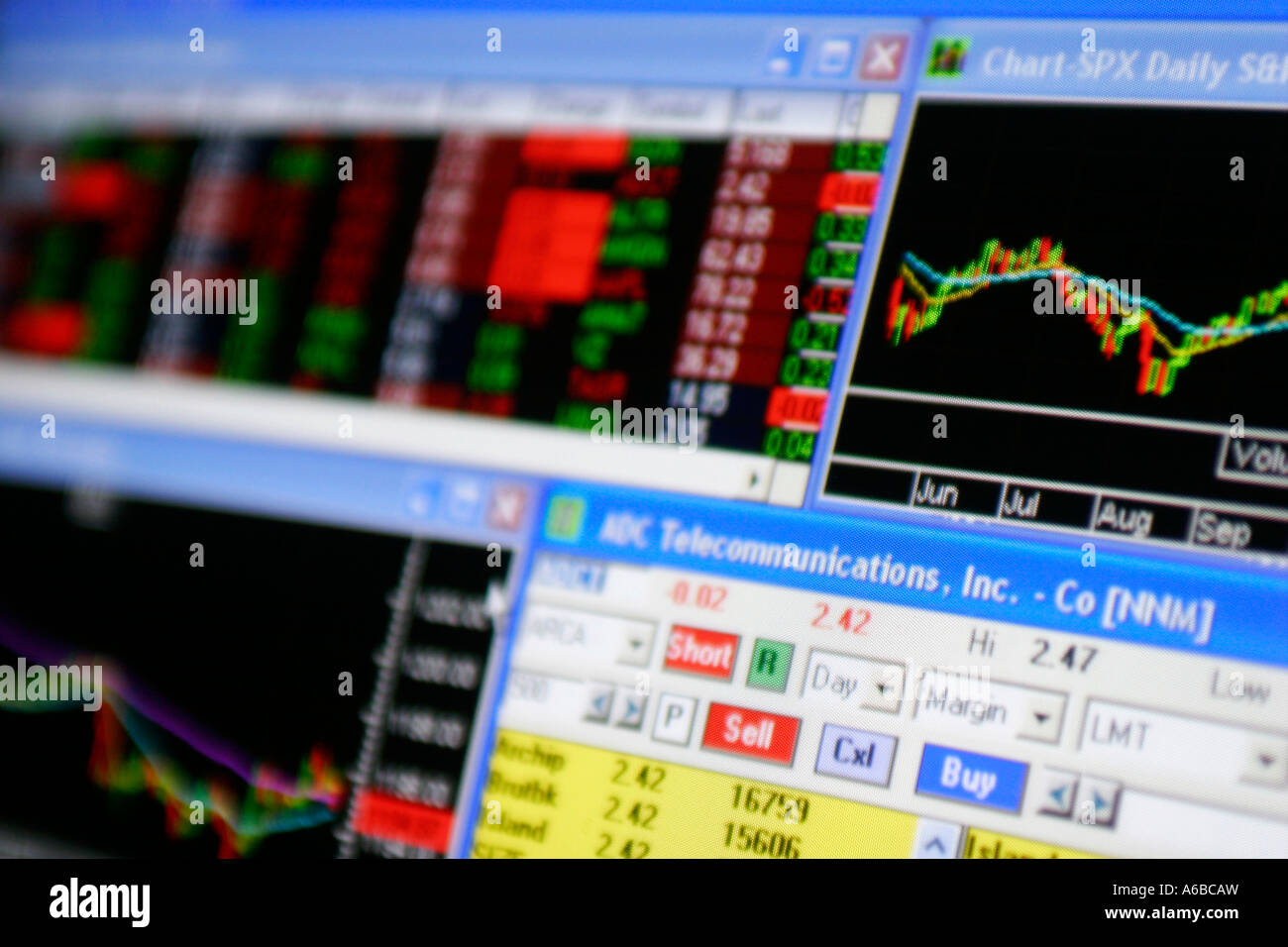 Aktienkurse auf einem Monitor, monitors with stock quotations Stock Photo