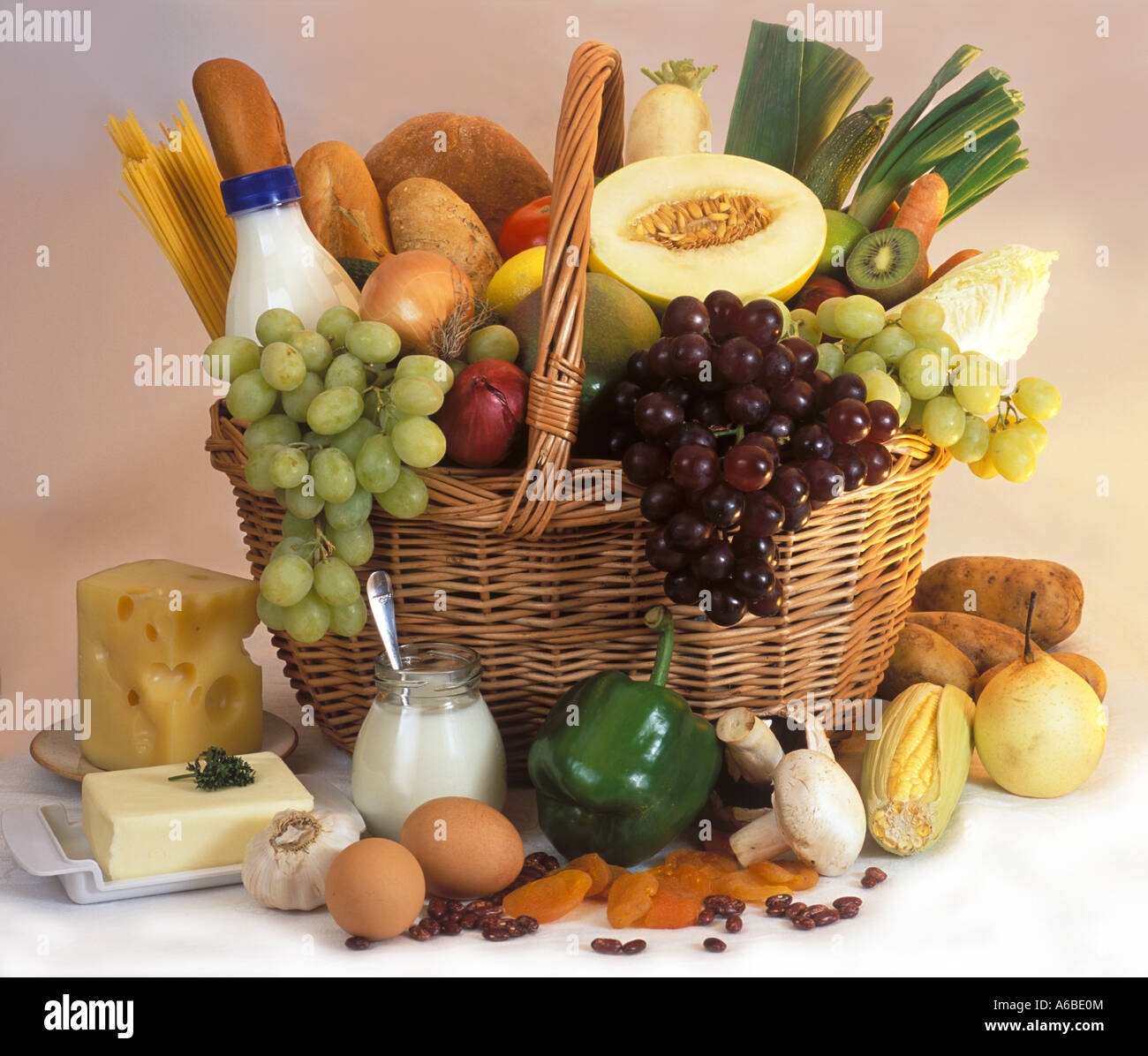 Basket filled with Nutrition Stock Photo
