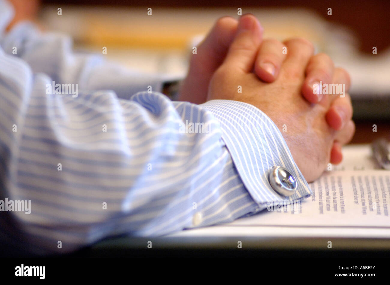 British business man's hands in meeting London legal professional UK Stock Photo