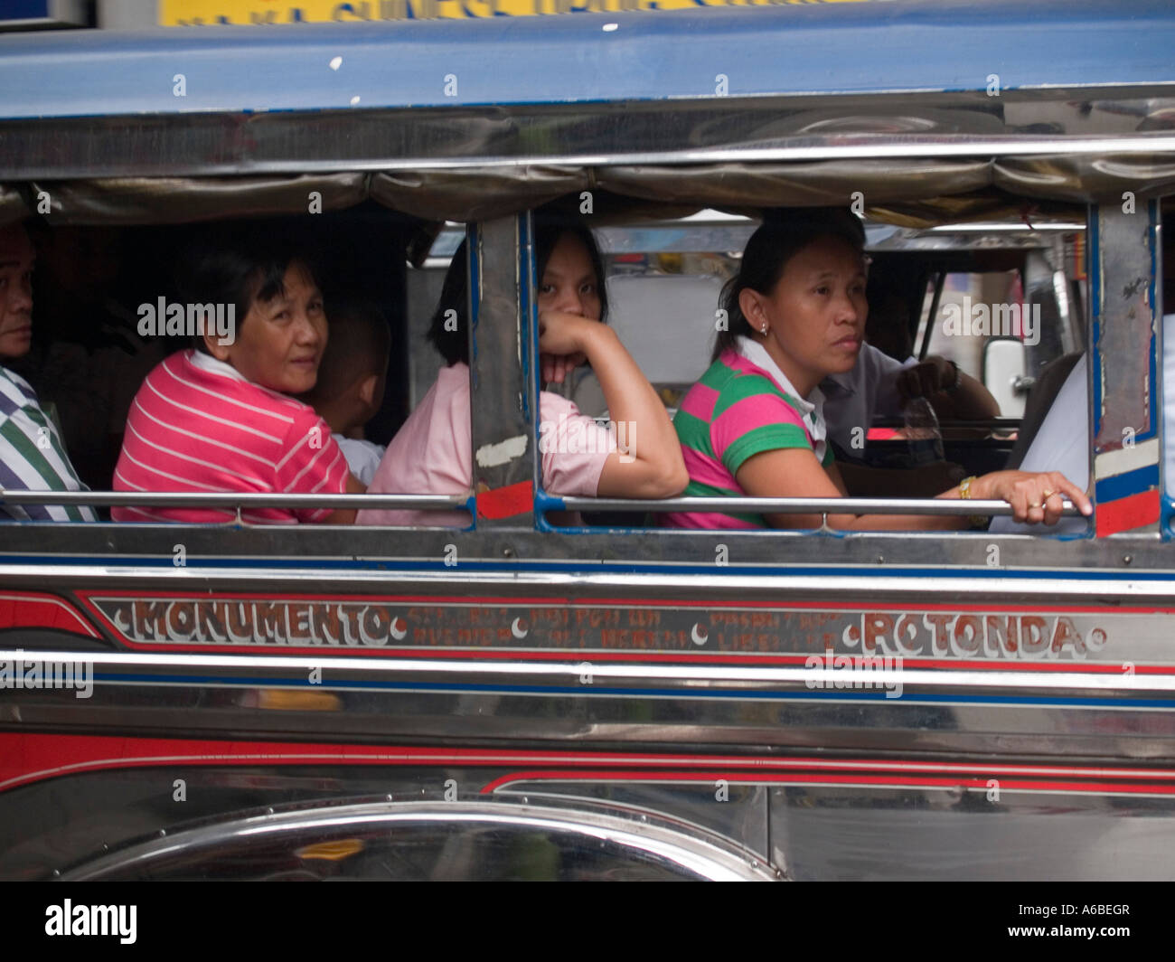 passengers in a jeepney Manila Philippines Stock Photo Alamy