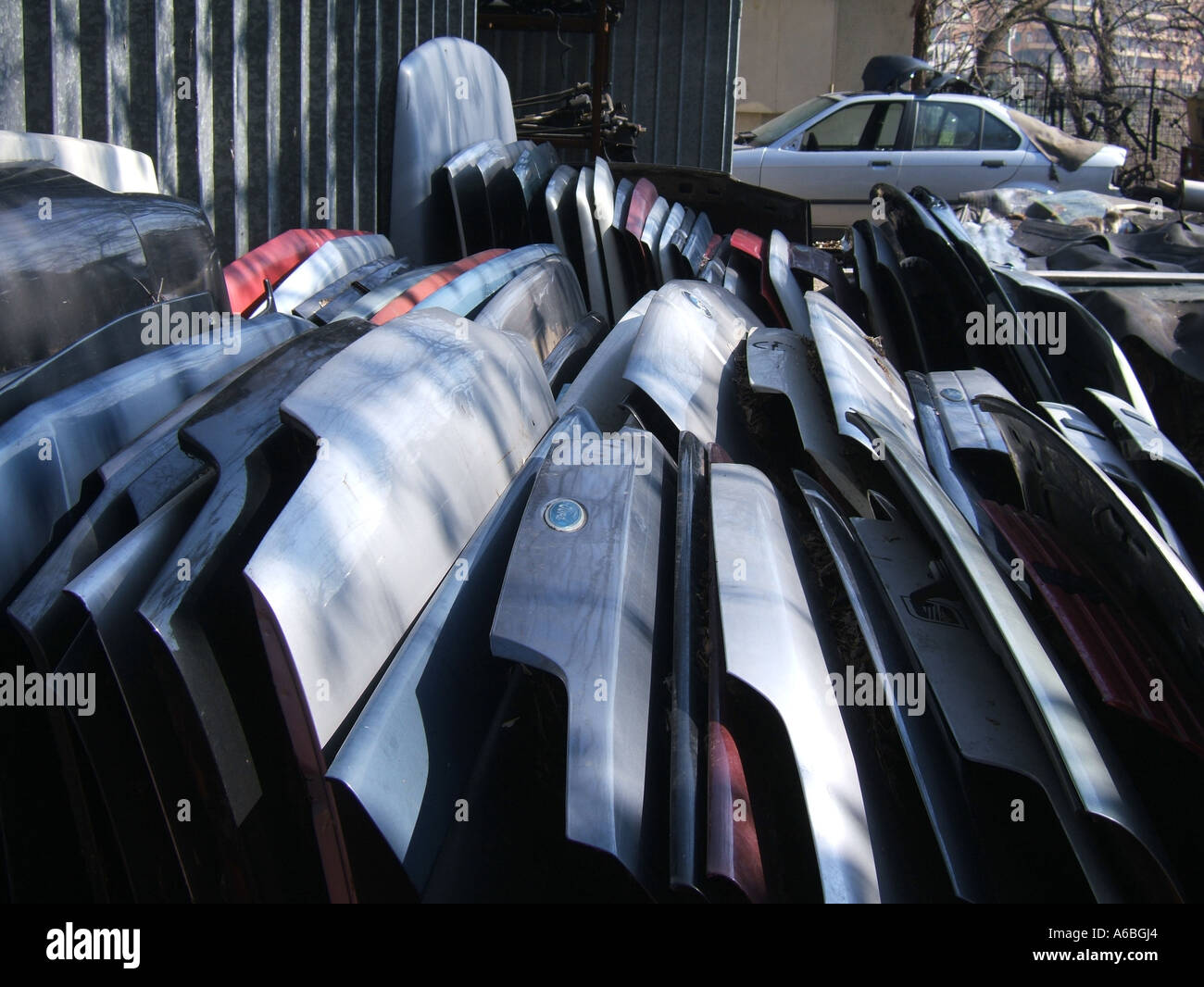 car in scrap yard Stock Photo Alamy