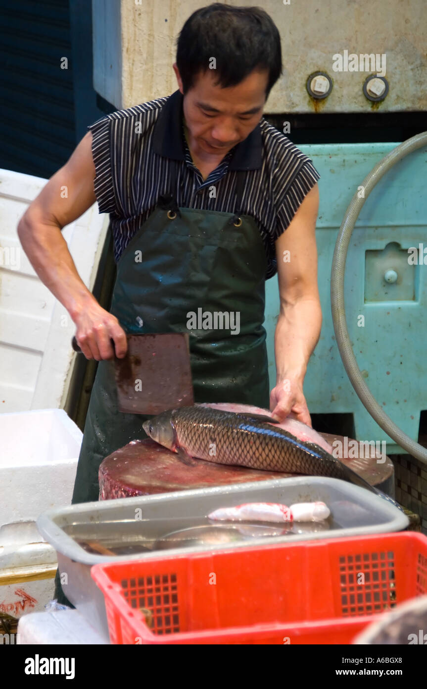 Fish monger, Hong Kong Stock Photo