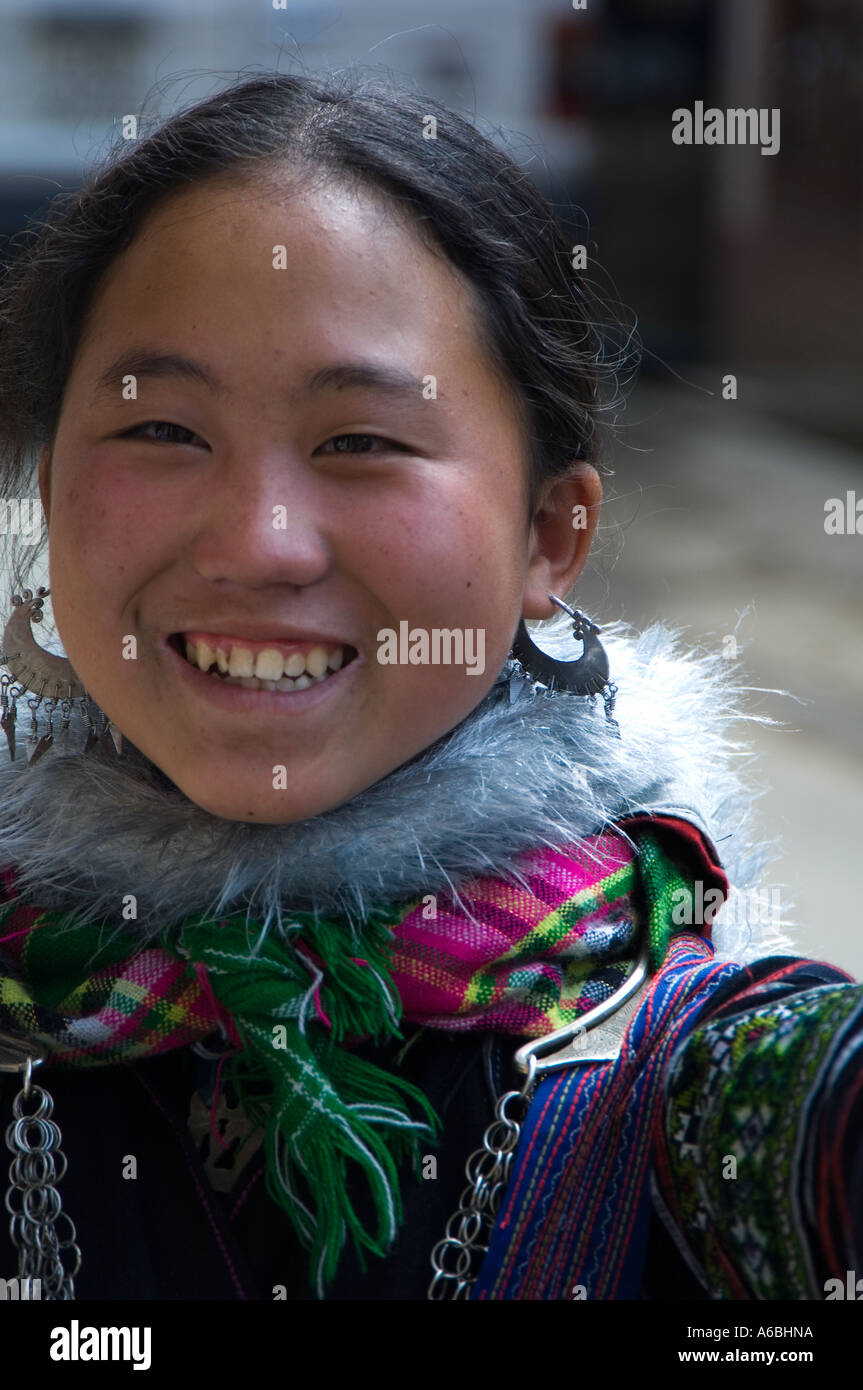 Girl from traditional hill tribes in Sapa North Vietnam Stock Photo