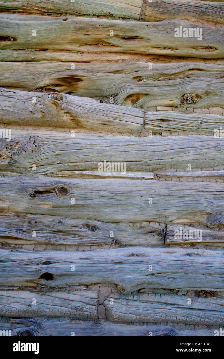 Close Up Of Old Log Cabin Exterior Wall Arches National Park Utah