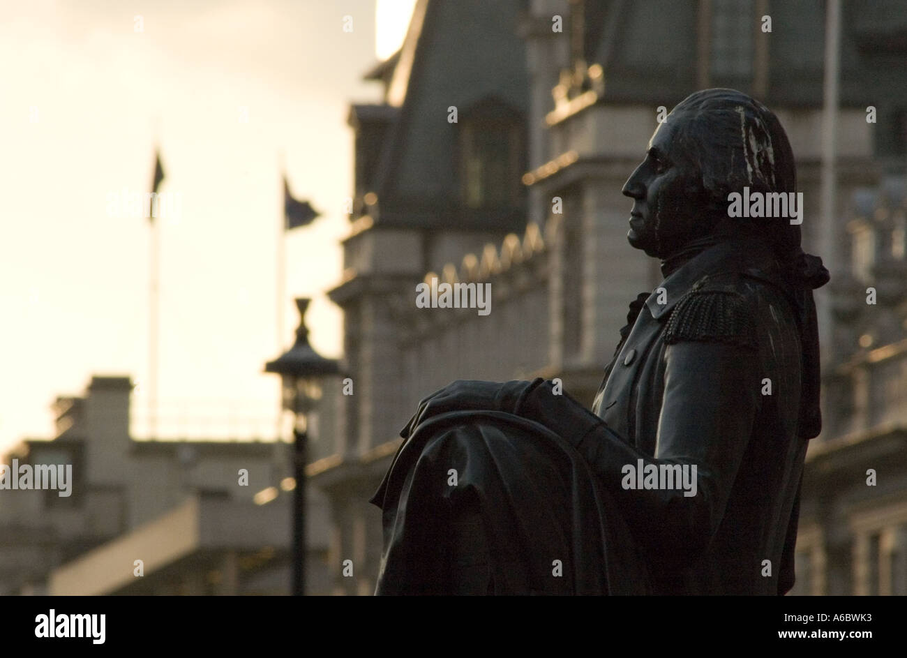 Washington statue in Trafalgar Square London England Stock Photo