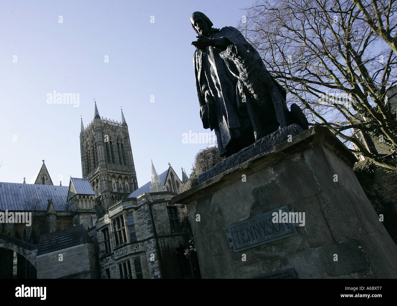 A statue of the poet Sir Alfred Lord Tennyson, Lincoln, Lincolnshire