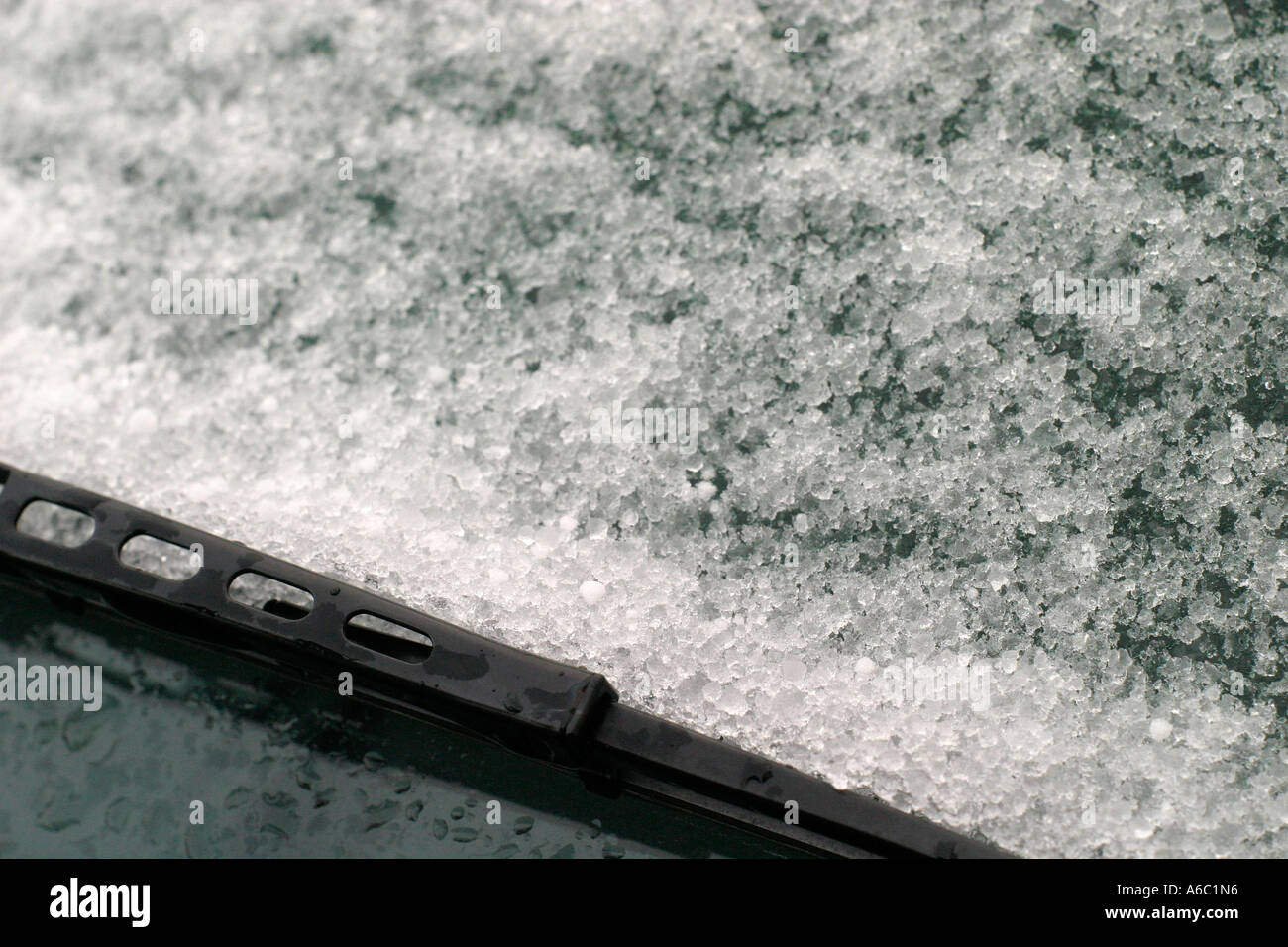 sleet on car windscreen Stock Photo