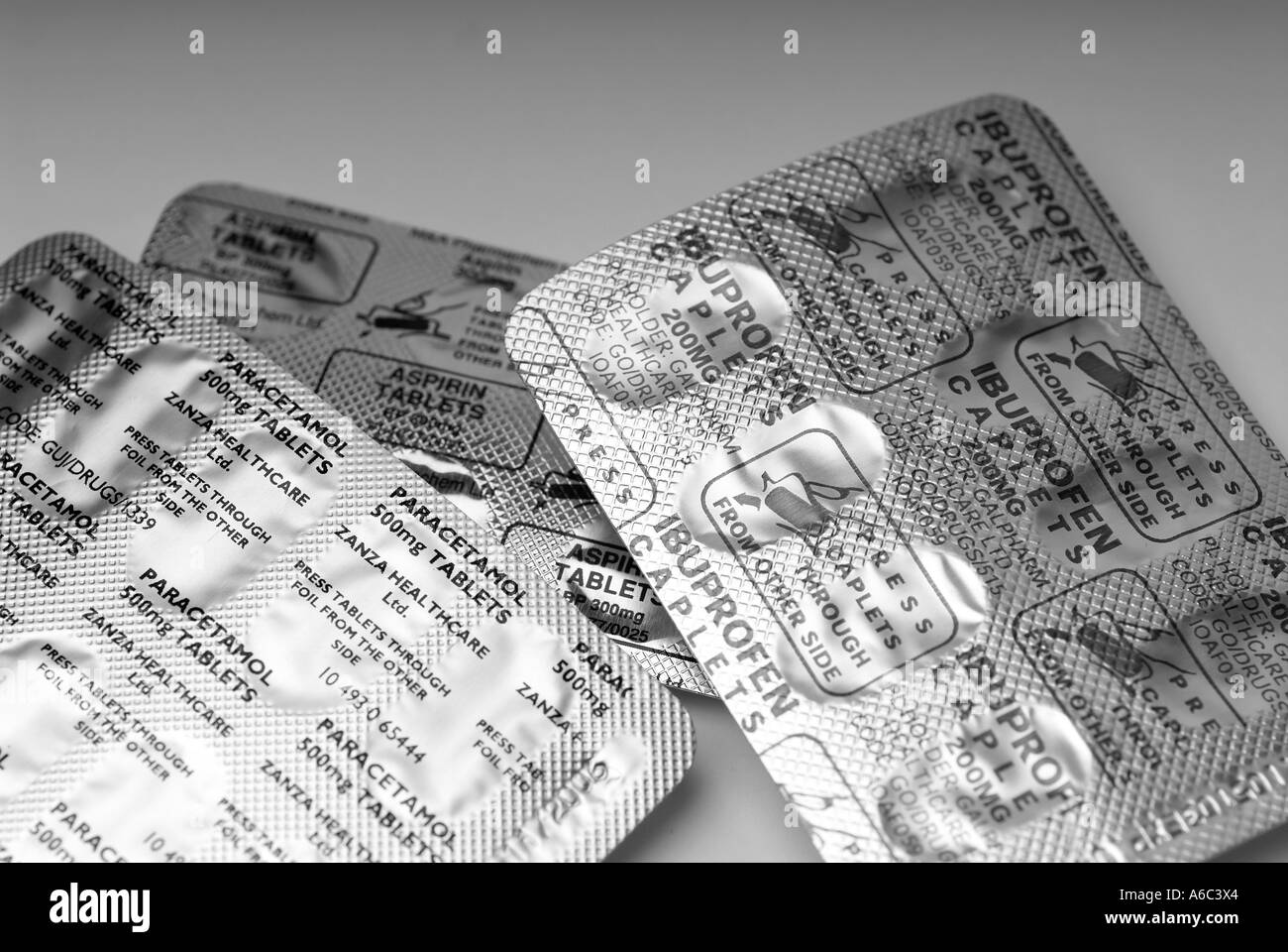 Blister Pack Painkillers aspirin Paracetamol ibuprofen Stock Photo 6588131 Alamy